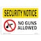 Signmission OSHA Security Sign, 7" Height, 10" Width, No Guns Allowed, Landscape, SN-D-L-11614 OS-SN-D-710-L-11614 - alternate 1